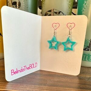 Blue Star Earrings with Hypoallergenic Hooks